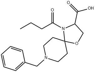 8-benzyl-4-butanoyl-1-oxa-4,8-diazaspiro[4.5]decane-3-carboxylic acid Struktur