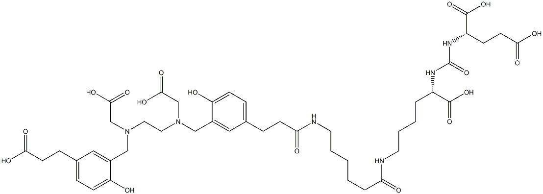 4,6,12,19-Tetraazadocosane-1,3,7-tricarboxylic acid, 22-[3-[[[2-[[[5-(2-carboxyethyl)-2-hydroxyphenyl]methyl](carboxymethyl)amino]ethyl](carboxymethyl)amino]methyl]-4-hydroxyphenyl]-5,13,20-trioxo-, (3S,7S)- Struktur