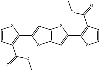 dimethyl 2,2'-(thieno[3,2-b]thiophene-2,5-diyl)bis(thiophene-3-carboxylate) Struktur