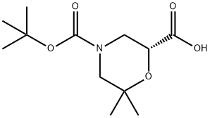 (R)-4-(tert-Butoxycarbonyl)-6,6-dimethylmorpholine-2-carboxylic acid Struktur