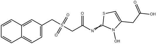 2,3-Dihydro-3-hydroxy-2-[[2-[(2-naphthalenylmethyl)sulfonyl]acetyl]imino]-4-thiazoleacetic acid Struktur