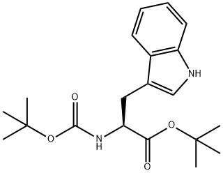 2-(tert-butoxycarbonylamino)-3-(indol-3-yl)propionic acid tert-butyl ester Struktur