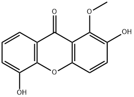 2,5-Dihydroxy-1-methoxyxanthone Struktur