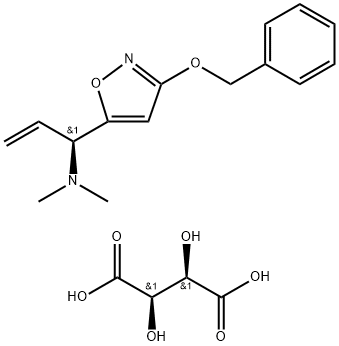 (S)-1-(3-(benzyloxy)isoxazol-5-yl)-N,N-dimethylprop-2-en-1-aminium 3-carboxy-2,3-dihydroxypropanoate Struktur