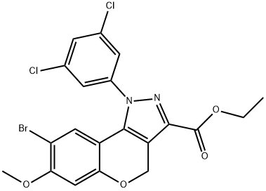 ethyl 8-bromo-1-(3,5-dichlorophenyl)-7-methoxy-1,4-dihydrochromeno[4,3-c]pyrazole-3-carboxylate Struktur