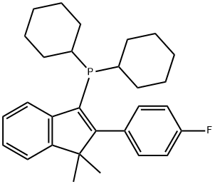 dicyclohexyl[2-(4-fluorophenyl)-1,1-dimethyl-1H-inden-3-yl]Phosphine Struktur