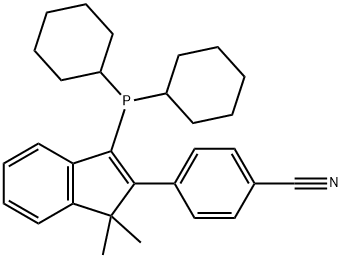 4-[3-(dicyclohexylphosphino)-1,1-dimethyl-1H-inden-2-yl]Benzonitrile Struktur