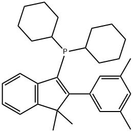 dicyclohexyl[2-(3,5-dimethylphenyl)-1,1-dimethyl-1H-inden-3-yl]Phosphine Struktur