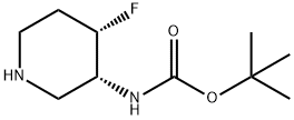 tert-butyl N-[(3R,4S)-4-fluoropiperidin-3-yl]carbamate Struktur