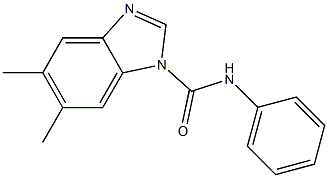 5,6-dimethyl-N-phenylbenzimidazole-1-carboxamide Struktur