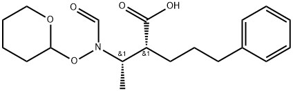 (2R,3S)-2-(3-Phenyl-1-propyl)-3-(formyl-2-tetrahydropyranyloxyamino)butanoic acid Struktur