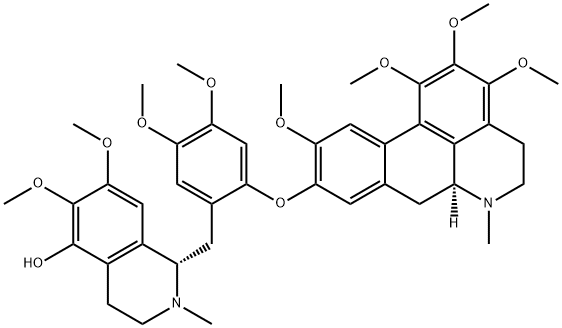 5-Isoquinolinol,1-[[4,5-dimethoxy-2-[[(6aS)-5,6,6a,7-tetrahydro-1,2,3,10-tetramethoxy-6-methyl-4H-dibenzo[de,g]quinolin-9-yl]oxy]phenyl]methyl]-1,2,3,4-tetrahydro-6,7-dimethoxy-2-methyl-,(1S)- Struktur