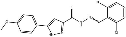 (E)-N-(2,6-dichlorobenzylidene)-3-(4-methoxyphenyl)-1H-pyrazole-5-carbohydrazide Struktur