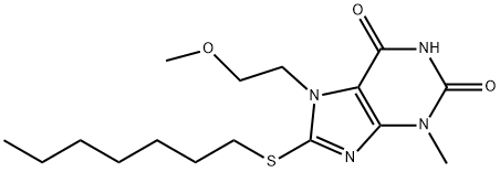 8-(heptylthio)-7-(2-methoxyethyl)-3-methyl-3,7-dihydro-1H-purine-2,6-dione Struktur