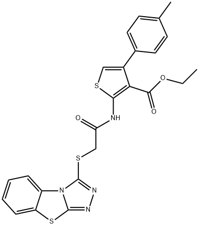 ethyl 2-(2-(benzo[4,5]thiazolo[2,3-c][1,2,4]triazol-3-ylthio)acetamido)-4-(p-tolyl)thiophene-3-carboxylate Struktur