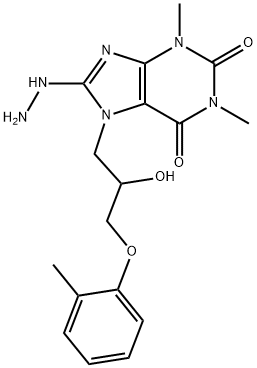 8-hydrazinyl-7-(2-hydroxy-3-(o-tolyloxy)propyl)-1,3-dimethyl-3,7-dihydro-1H-purine-2,6-dione Struktur