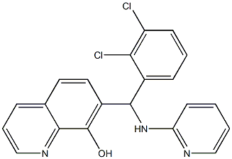 7-[(2,3-dichlorophenyl)-(pyridin-2-ylamino)methyl]quinolin-8-ol Struktur