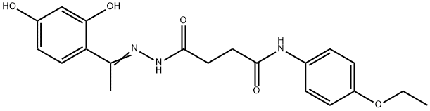 4-{2-[1-(2,4-dihydroxyphenyl)ethylidene]hydrazino}-N-(4-ethoxyphenyl)-4-oxobutanamide Struktur