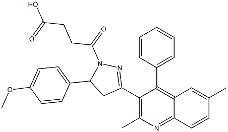 4-(3-(2,6-dimethyl-4-phenylquinolin-3-yl)-5-(4-methoxyphenyl)-4,5-dihydro-1H-pyrazol-1-yl)-4-oxobutanoic acid Struktur