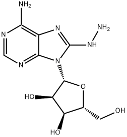 2-(6-amino-8-hydrazinyl-purin-9-yl)-5-(hydroxymethyl)oxolane-3,4-diol Struktur