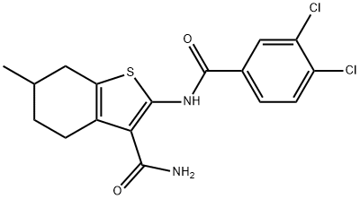 2-[(3,4-dichlorobenzoyl)amino]-6-methyl-4,5,6,7-tetrahydro-1-benzothiophene-3-carboxamide Struktur