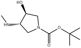 1-PYRROLIDINECARBOXYLIC ACID, 3-HYDROXY-4-(METHYLAMINO)-, 1,1-DIMETHYLETHYL ESTER, (3S,4S)- Struktur