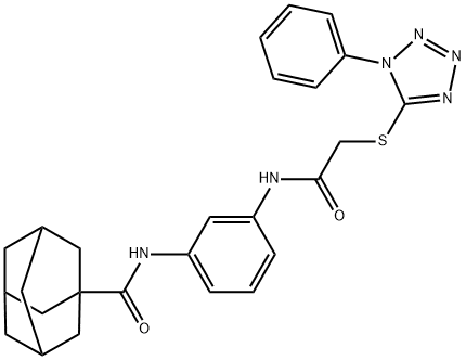 N-[3-[[2-(1-phenyltetrazol-5-yl)sulfanylacetyl]amino]phenyl]adamantane-1-carboxamide Struktur