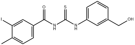 N-({[3-(hydroxymethyl)phenyl]amino}carbonothioyl)-3-iodo-4-methylbenzamide Struktur