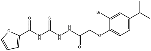 N-[[[2-(2-bromo-4-propan-2-ylphenoxy)acetyl]amino]carbamothioyl]furan-2-carboxamide Struktur