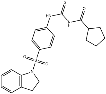 N-({[4-(2,3-dihydro-1H-indol-1-ylsulfonyl)phenyl]amino}carbonothioyl)cyclopentanecarboxamide Struktur