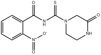 2-nitro-N-(3-oxopiperazine-1-carbothioyl)benzamide Struktur