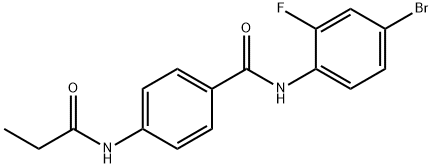 N-(4-bromo-2-fluorophenyl)-4-(propanoylamino)benzamide Struktur