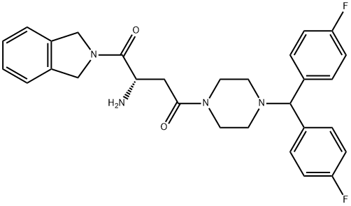 (S)-2-Amino-4-(4-(bis(4-fluorophenyl)methyl)piperazin-1-yl)-1-(isoindolin-2-yl)butane-1,4-dione Struktur