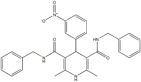 3,5-Pyridinedicarboxamide,1,4-dihydro-2,6-dimethyl-4-(3-nitrophenyl)-N3,N5-bis(phenylmethyl)- Struktur