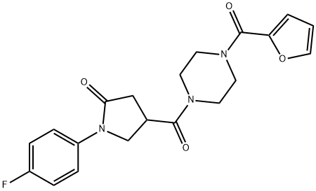 1-(4-fluorophenyl)-4-[4-(furan-2-carbonyl)piperazine-1-carbonyl]pyrrolidin-2-one Struktur