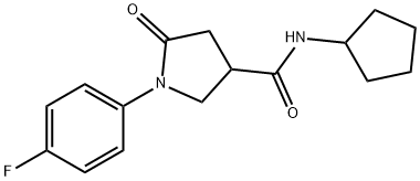 N-cyclopentyl-1-(4-fluorophenyl)-5-oxopyrrolidine-3-carboxamide Struktur