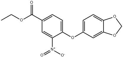 4-(Benzo[1,3]dioxol-5-yloxy)-3-nitro-benzoic acid ethyl ester Struktur