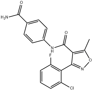 N-(4-carbamoylphenyl)-3-(2-chloro-6-fluorophenyl)-5-methyl-1,2-oxazole-4-carboxamide Struktur