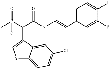 Phosphinic acid, P-[1-(5-chlorobenzo[b]thien-3-yl)-2-[[(1E)-2-(3,4-difluorophenyl)ethenyl]amino]-2-oxoethyl]-P-methyl- Struktur