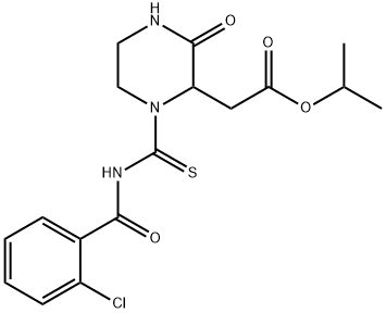 propan-2-yl 2-[1-[(2-chlorobenzoyl)carbamothioyl]-3-oxopiperazin-2-yl]acetate Struktur