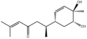 2-Hepten-4-one,6-[(1R,4R,5R)-4,5-dihydroxy-4-methyl-2-cyclohexen-1-yl]-2-methyl-, (6S)- Struktur