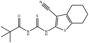 N-{[(3-cyano-4,5,6,7-tetrahydro-1-benzothien-2-yl)amino]carbonothioyl}-2,2-dimethylpropanamide Struktur