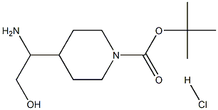 tert-Butyl 4-(1-amino-2-hydroxyethyl)piperidine-1-carboxylate hydrochloride Struktur