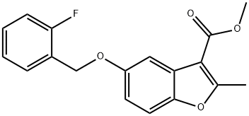 methyl 5-((2-fluorobenzyl)oxy)-2-methylbenzofuran-3-carboxylate Struktur