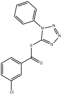 S-(1-phenyl-1H-tetrazol-5-yl) 3-chlorobenzothioate Struktur