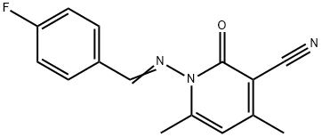 1-[(4-fluorobenzylidene)amino]-4,6-dimethyl-2-oxo-1,2-dihydro-3-pyridinecarbonitrile Struktur