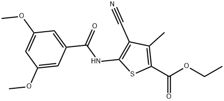 ethyl 4-cyano-5-[(3,5-dimethoxybenzoyl)amino]-3-methyl-2-thiophenecarboxylate Struktur