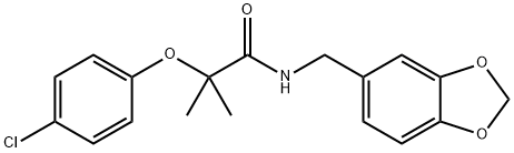 N-(1,3-benzodioxol-5-ylmethyl)-2-(4-chlorophenoxy)-2-methylpropanamide Struktur