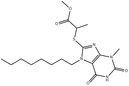 methyl 2-((3-methyl-7-octyl-2,6-dioxo-2,3,6,7-tetrahydro-1H-purin-8-yl)thio)propanoate Struktur