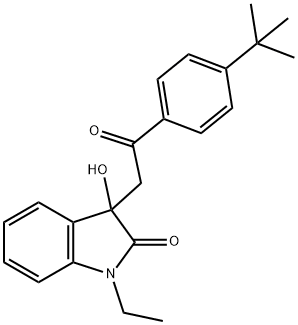 3-[2-(4-tert-Butyl-phenyl)-2-oxo-ethyl]-1-ethyl-3-hydroxy-1,3-dihydro-indol-2-one Struktur